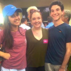 Members of the MSD politics club show their support for Clinton at one of her rallies.