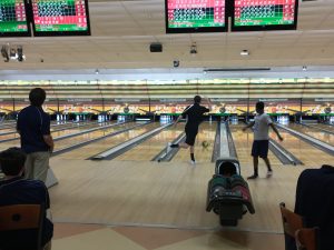 Jeremy Jacobs looks on as the ball approaches the last pin for a spare. Photo courtesy of Richard Doan