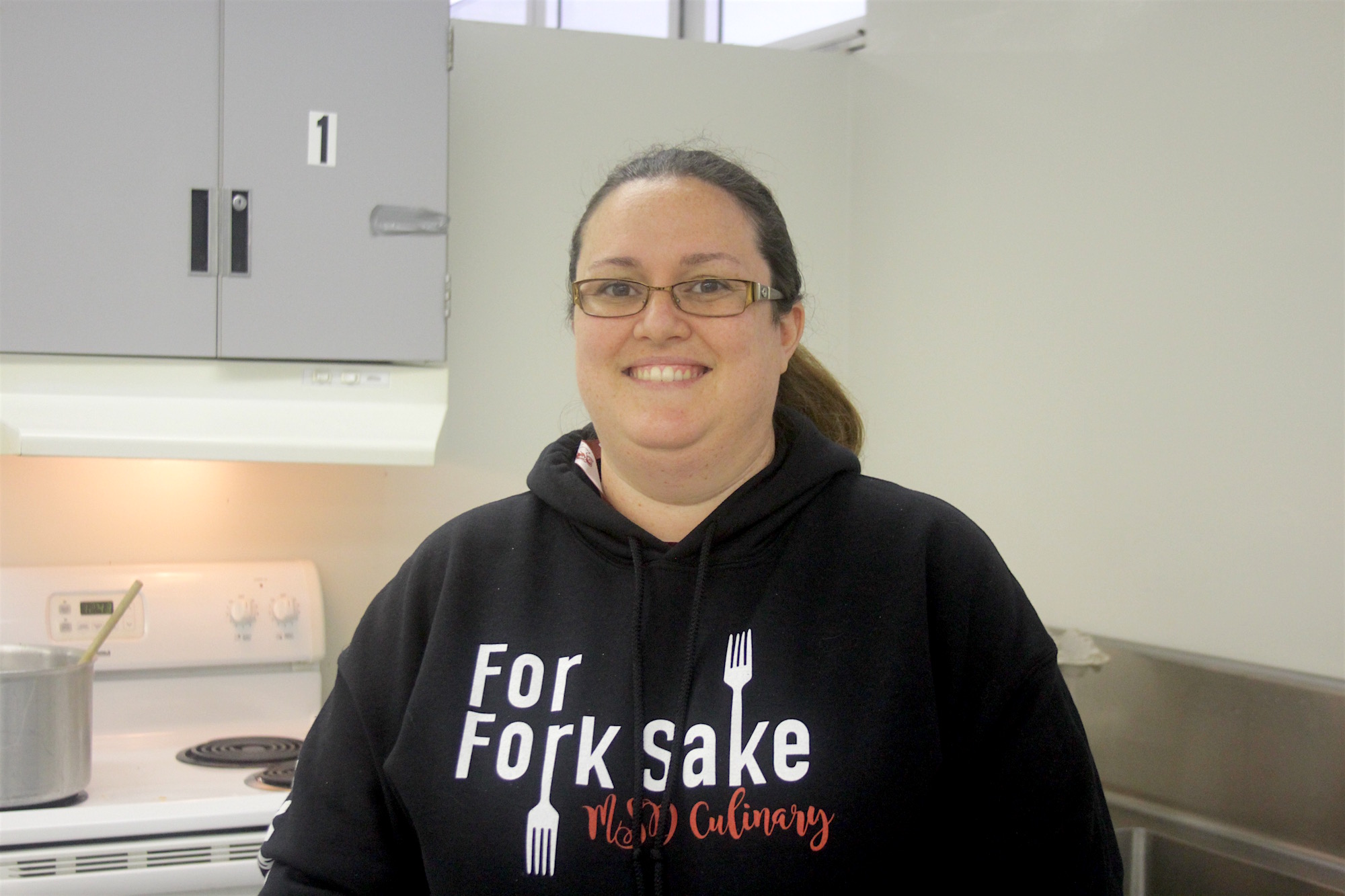 Culinary arts teacher Ashley Kurth shares her story from Feb. 14. Photo by Mallory Muller