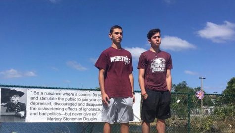 Juniors Adam Buchwald and Zach Hibshman stand outside of MSD. Courtesy of Cait McVey