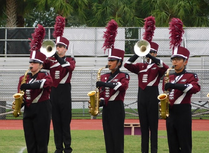 MSD Eagle Regiment performs Beyond on the football field. Photo by Brianna Jesionowski

