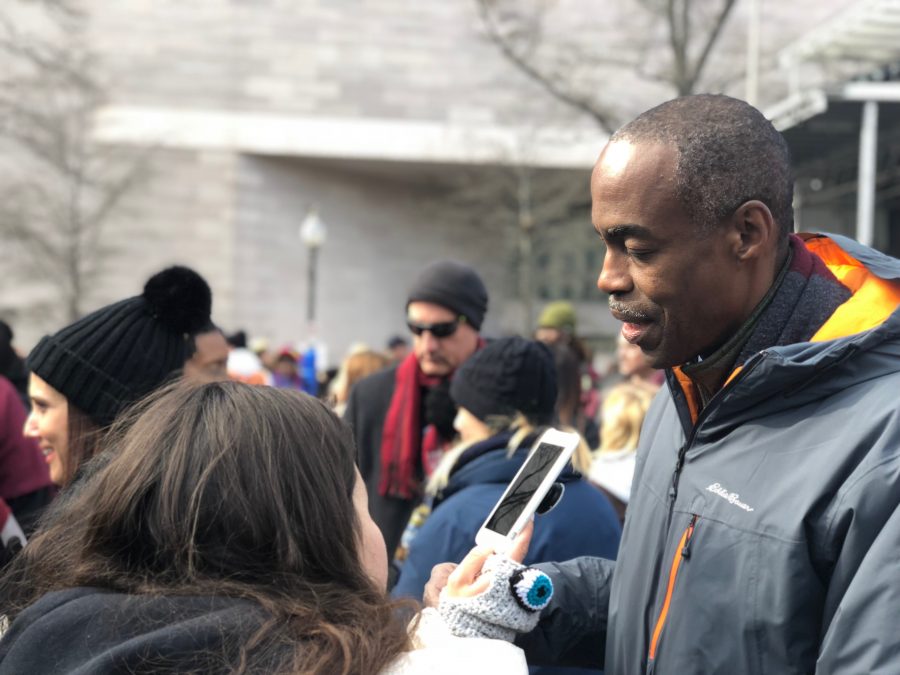 The Eagle Eye interviews Superintendent Runcie at the March for our Lives in Washington D.C. Photo by Emma Dowd