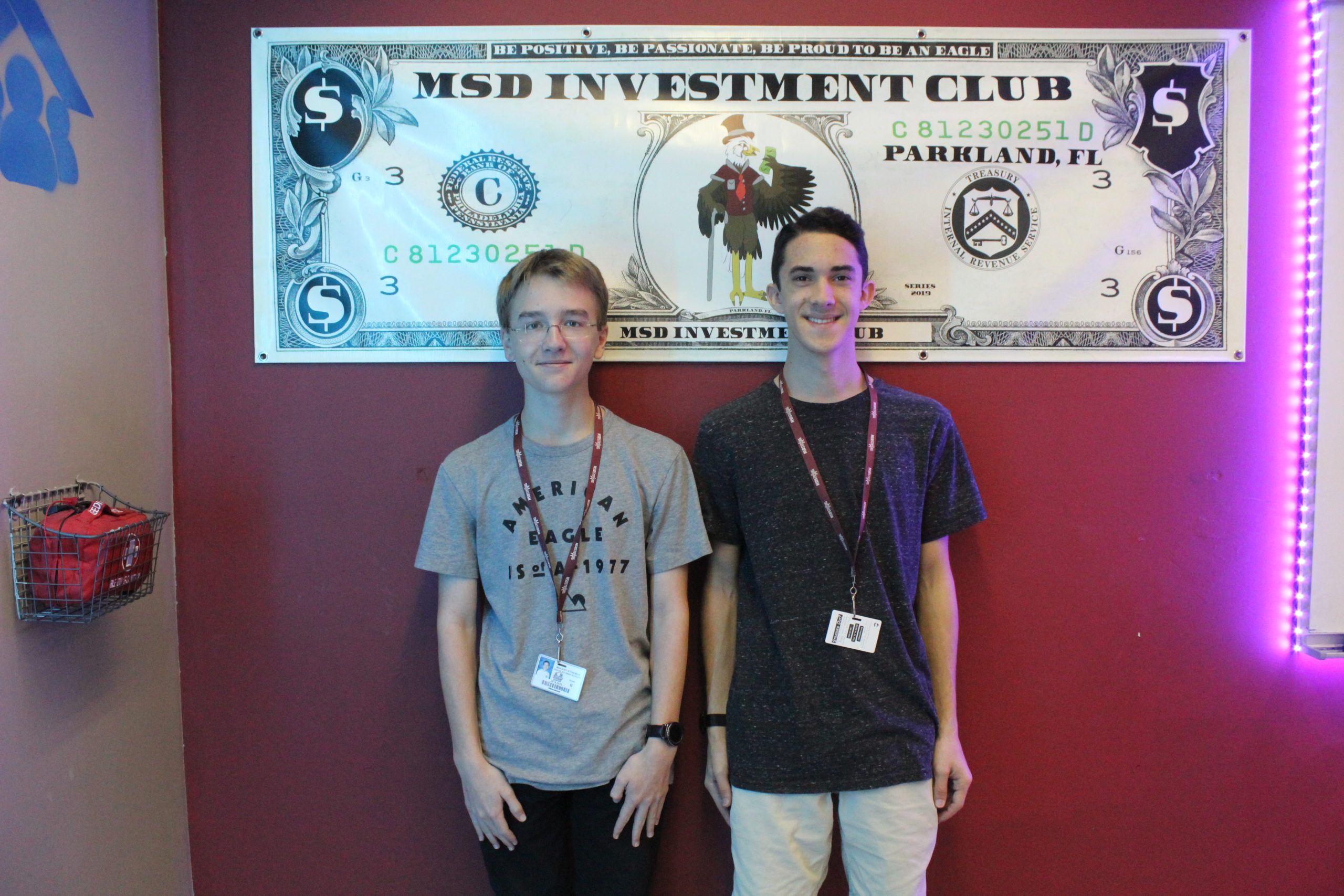 Juniors Drew Reisner and William Mitchell- winners of the Stock Market Game