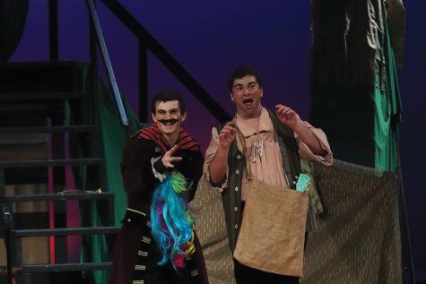 A Pirate’s Life. Seniors Jared Block and Ryan Senatore portray the characters of Smee and Black Stache on the opening night of MSD’s production of “Peter and the Starcatcher.” The pair made up the antagonist side of the musical. Photo by Sam Grizelj