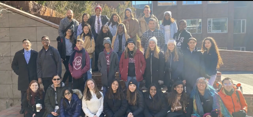 MSD students gather for a team photo at Harvard University. Photo courtesy of MSD Speech and Debate