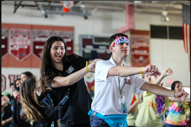 Dance Marathon participants learn different line dances. 
Photo by Nicole Martin