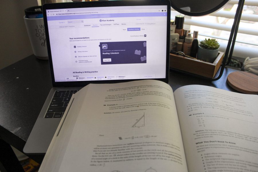Students can practice for the SAT by using programs like Khan Academy.