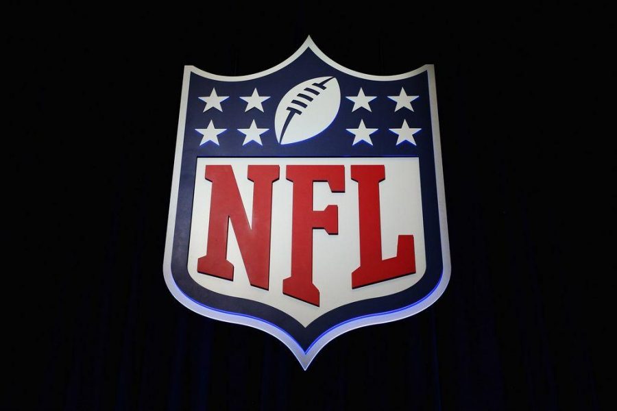 The NFL shield logo is seen following a news conference held by NFL Commissioner Roger Goodell at the George R. Brown Convention Center in Houston on February 1, 2017. (Tim Bradbury//TNS)