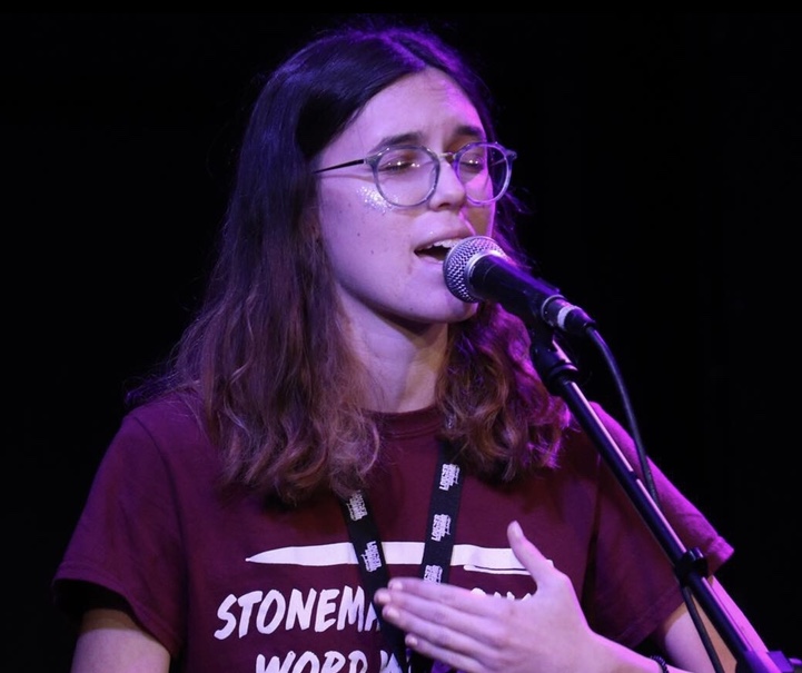 Senior Anna Bayuk performs at state competition Louder Than A Bomb Florida in 2019.