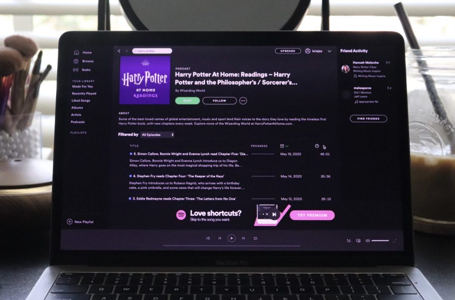Spotify user accesses the Harry Potter and the Philosophers Stone audiobook. Photo taken by Brianna Jesionowski.