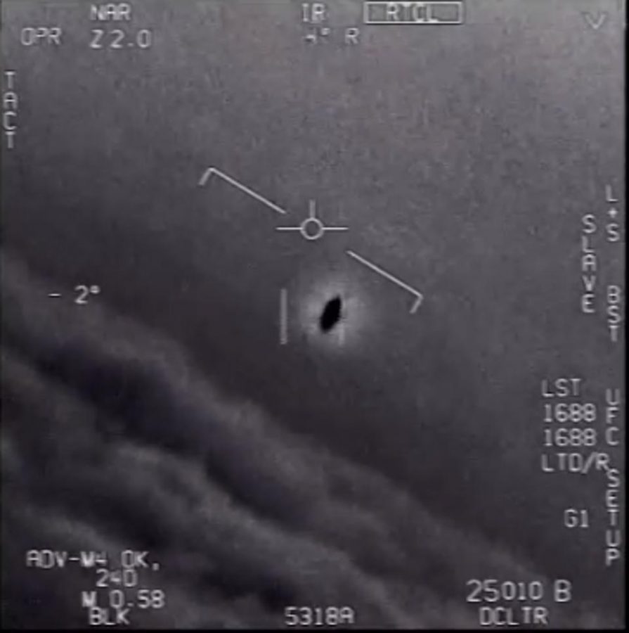 A still image from one of the Pentagon released UFO videos. Image courtesy of the Pentagon