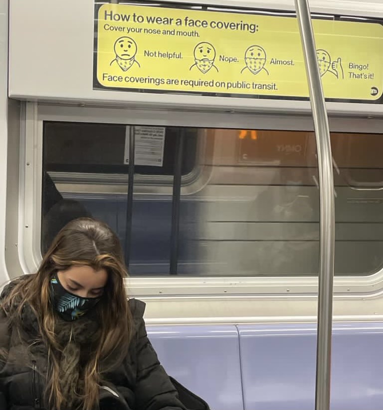 In New York, masks and face covering are required and enforced for all passengers of the Subway. Photo courtesy of Isabella Palomino