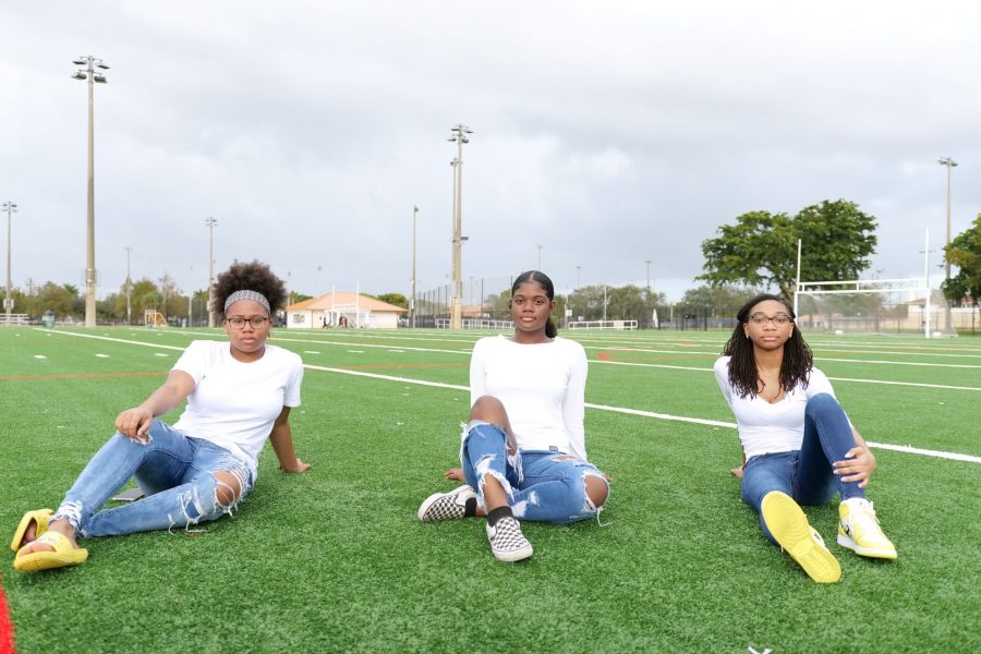 From left to right, MSD sophomores Jada Lemy, Roveschney Veillard and Nesya Small have started a nonprofit organization called People of Change. Photo courtesy of Jamal Lemy