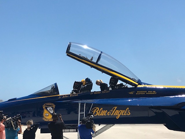 Principal Michelle Kefford prepares for takeoff. 