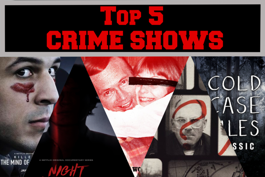 The+top+five+crime+shows+are+all+streaming+on+Netflix.+These+shows+engages+the+audiences+interests+of+all+types+of+crimes.+Graphic+by+Madison+Lenard.