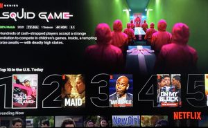 Top 10. Netflix showcases 10 movies and TV shows that are trending for the day. Currently, the new show Squid Game takes first place.