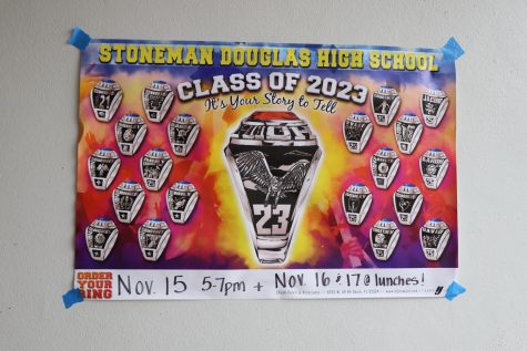 Posters around campus advertise the informational meeting and form turn-in for 2023 class rings.