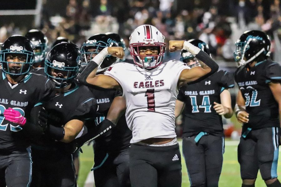 Succesful Win. MSD’s football team takes on Coral Glades High School during the game on Friday, Nov. 5 at 7 p.m. The Eagles won to the Jaguars 29-47.