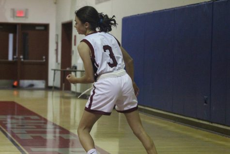 Freshman guard Stella Marvel (3) gets back on defense after a score by the Eagles. Marvel helped push the Eagles to a 39-19 win over Plantation.