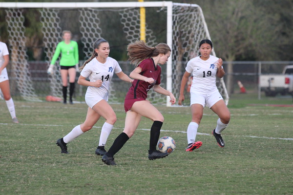 Junior Grace Keane plays defense for the MSD womens varsity soccer team against Park Vista High School.