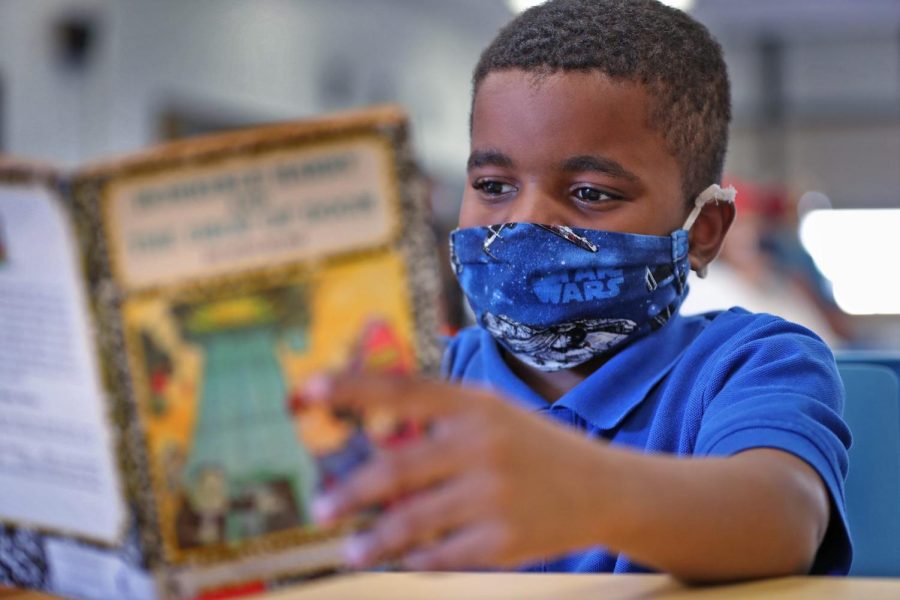 Noah Dunbar practices his reading skills during a session on Wednesday, Oct. 20, 2021 at Francis W. Parker School. The United Way program, which works on improving reading skills for third graders, is in need of volunteers. 