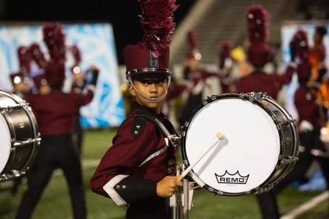 Juliana Delgado played first bass in the Eagle Regiment marching band in the 2019-2020 school year. Photo courtesy of Keith Wechsler/Eagle Regiment