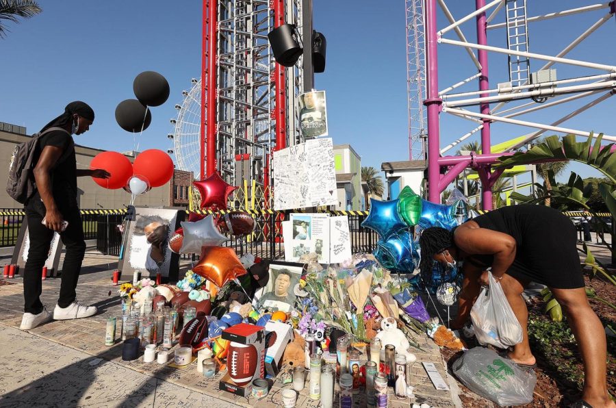 A memorial for Tyre Sampson was held at the free fall ride in Orlando, Florida. Sampson was rushed to the hospital on March 24 after a fall and passed away from his injuries. Photo Courtesy of Tribune News Service