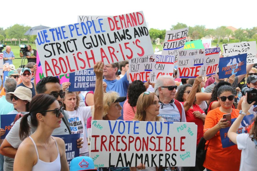 Over 3,000 people gathered at Pine Trails Park with signs advocating for gun violence prevention. They were there to demand change and listen to the speeches given by those affected by gun violence and those a part of gun safety organizations.