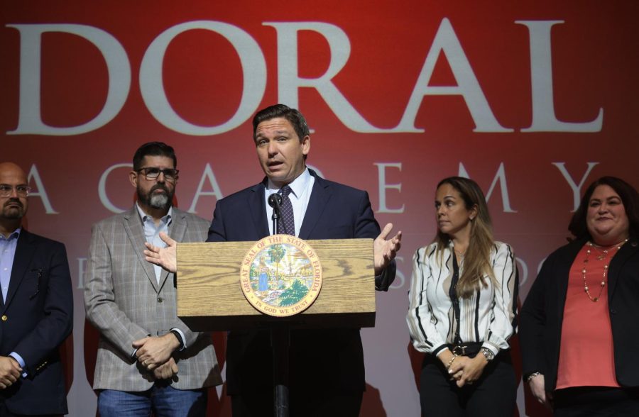 On Tuesday, September 14, 2021, Florida Gov. Ron DeSantis calls on lawmakers to revamp the state's school accountability system by eliminating several of the annual exams, and replacing them with more regular progress monitoring that already occurs throughout the school year. Courtesy of Carl Juste/TNS.