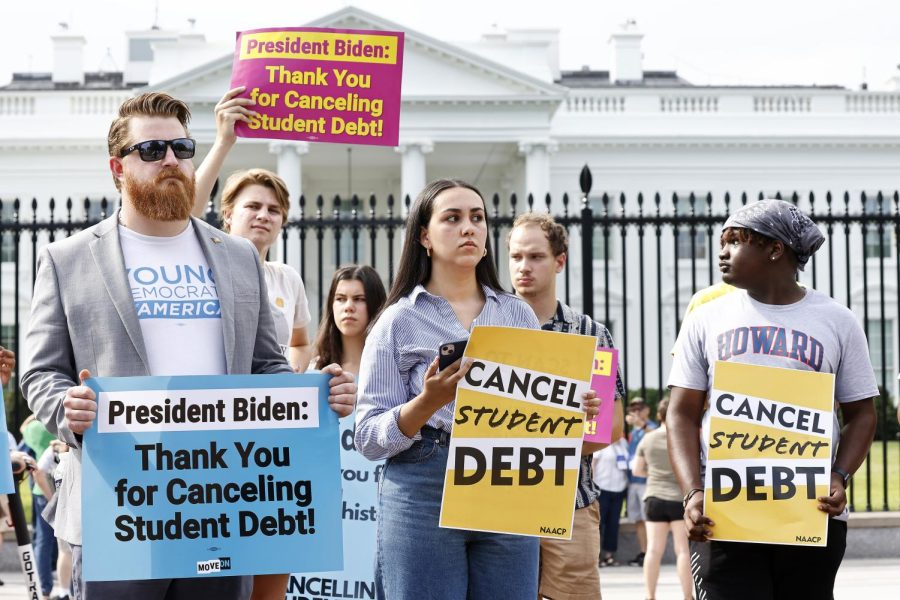 Student+loan+borrowers+stage+a+rally+in+front+of+the+White+House+to+celebrate+President+Joe+Biden+cancelling+student+debt+and+to+begin+the+fight+to+cancel+any+remaining+debt%2C+on+Aug.+25%2C+2022%2C+in+Washington%2C+D.C.+Photo+courtesy+of+Paul+Morigi%2FTNS.