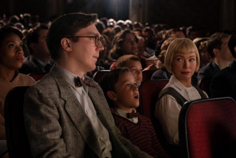 From left, Paul Dano, Mateo Zoryan Francis-DeFord and Michelle Williams in The Fabelmans. Photo courtesy of Merie Weismiller Wallace/Universal Pictures and Amblin Entertainment/TNS.