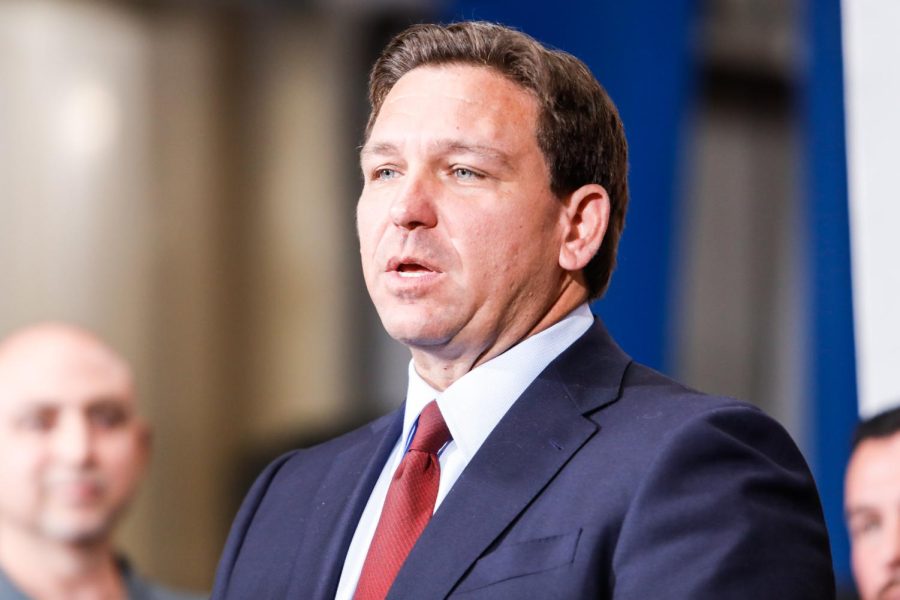 Gov. Ron DeSantis speaks during a campaign event at ATMAX Equipment on Friday, Oct. 21, 2022, in Tampa. Photo permission from Jefferee Woo/TNS.