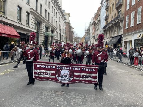 One by One. Eagle Regiment members prepare to march down Berkeley Street. The London New Year’s Day Parade ran throughout the city. Photo courtesy of Michelle Kefford.