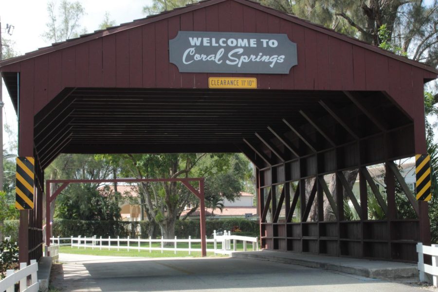 The Coral Springs Covered Bridge was the first permanent structure built within the City by Coral Ridge Properties in 1964. It is now a historical landmark located on NW 95 Ave in Coral Springs.