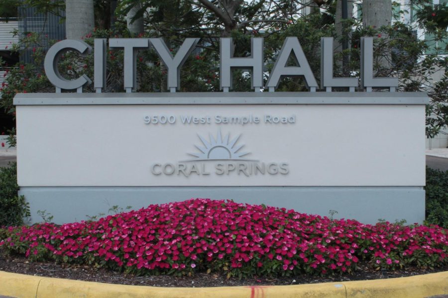 The City Hall in Coral Springs is located on Sample Road. It is a place for Coral Springs residents and officials to meet and converse about city concerns.