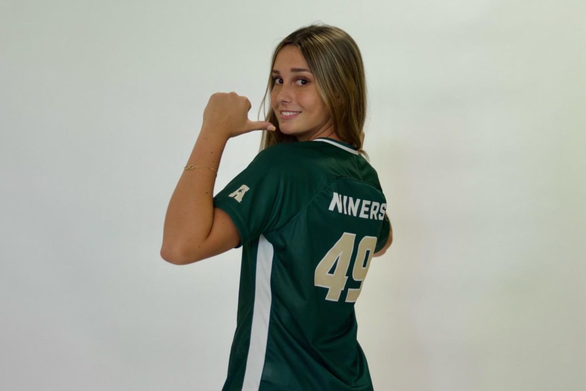 Proudly+showing+off+her+New+Jersey+number%2C+CAM+Junior+Gianna+Rizzo+strikes+a+pose+in+her+first+official+photo+shoot+as+a+Division+1+athlete.+Photo+courtesy+of+Gianna+Rizzo+and+UNC+Charlotte+Media.