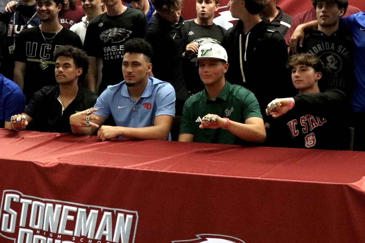 MSD varsity baseball seniors Alex Rodriguez, Rylan Lujo, Niko Benestad and Devin Fitz-Gerald sign off to college. The four seniors will be playing their fourth and final year on the team in hopes to get their fourth ring.