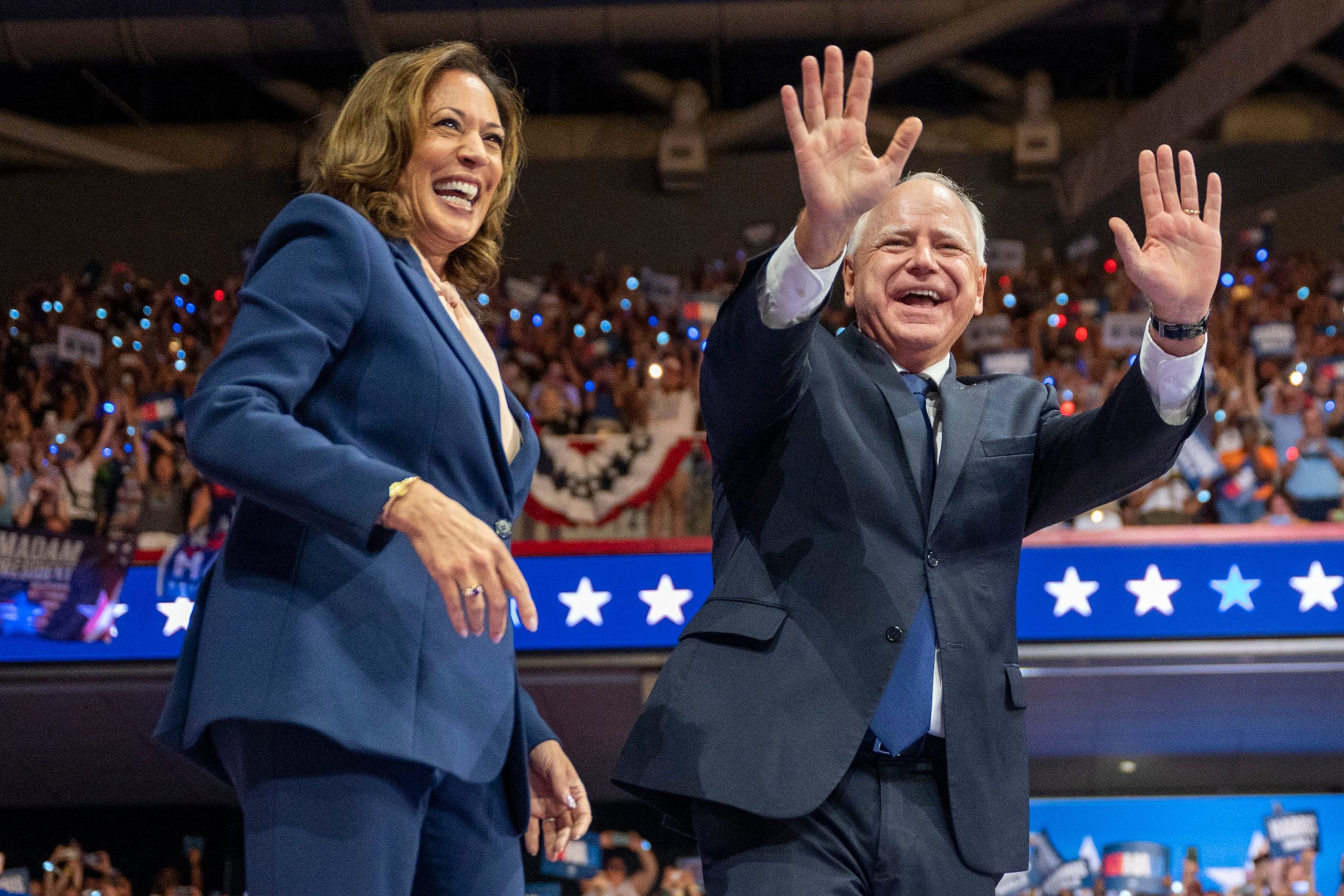 Presidential candidate and current Vice President Kamala Harris announces her vice president pick, Minnesota Gov. Tim Walz, on Aug. 6. She picked him over several other politicians in the running, including Ben Shapiro and Pete Buttigieg. Photo permission from Tom Gralish/The Philadelphia Inquirer/TNS.