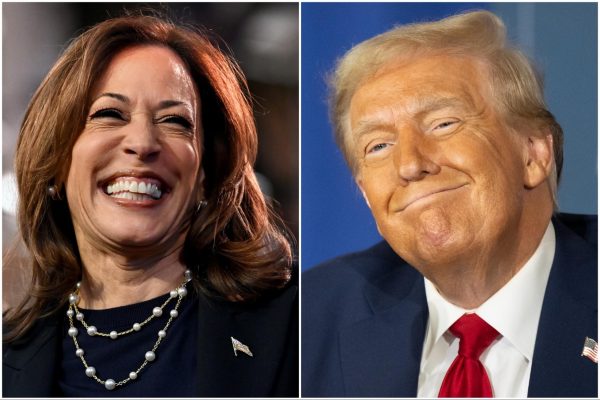 Democratic presidential nominee Vice President Kamala Harris and Republican presidential nominee former President Donald Trump at campaign events in the Philadelphia region a week before Election Day. Photo permission from Tom Gralish and Jose F. Moreno/TNS.