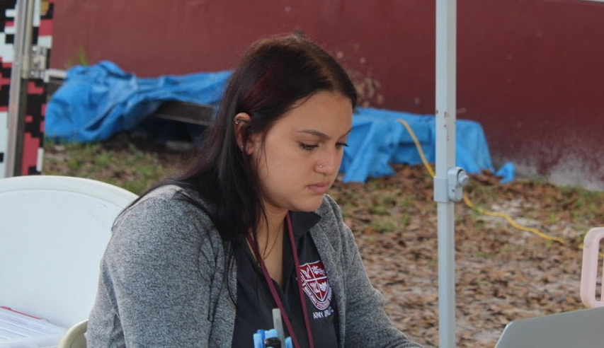 Senior Gabriela Matos helps students sign in and donate their blood for the annual blood drive. JROTC hosted their third and final blood drive for this school year on Feb. 12. “I personally think it’s important to donate because there’s a lot of people out there in need of blood transfusions to survive and my mom was one of them, so I like to help out the world by working every blood drive to help save lives,” Matos said