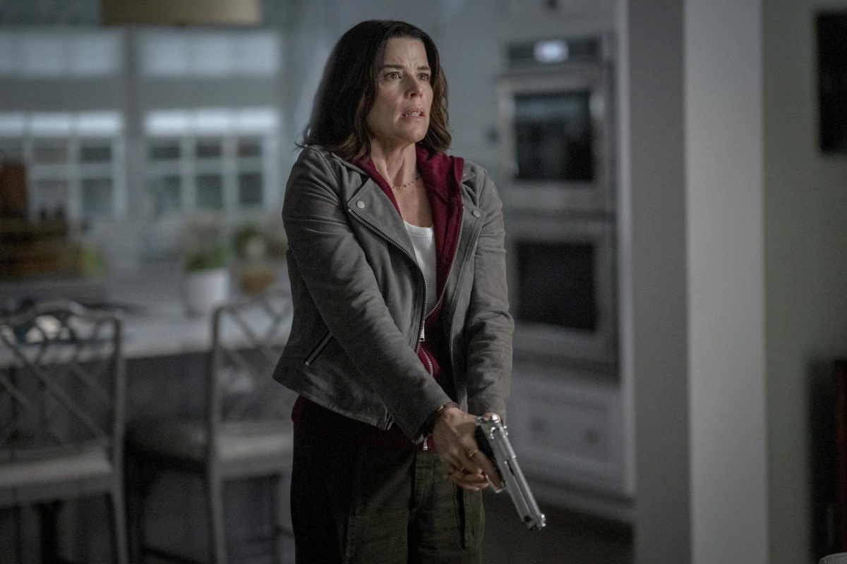 Neve Campbell in the movie "Scream 7." Photo permission from Jessica Miglio/Paramount Pictures/TNS.